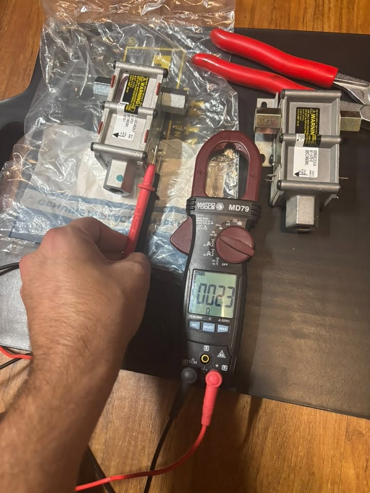 Electrical resistance testing on appliance components